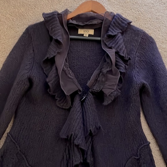 VINTAGE UNIQUE BOHO CARDIGAN SIZE ML - DEEP PURPLE - Picture 3 of 10